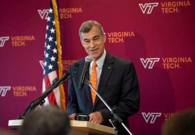 Charlie Phlegar at the announcement of Virginia Tech’s Innovation Campus. 